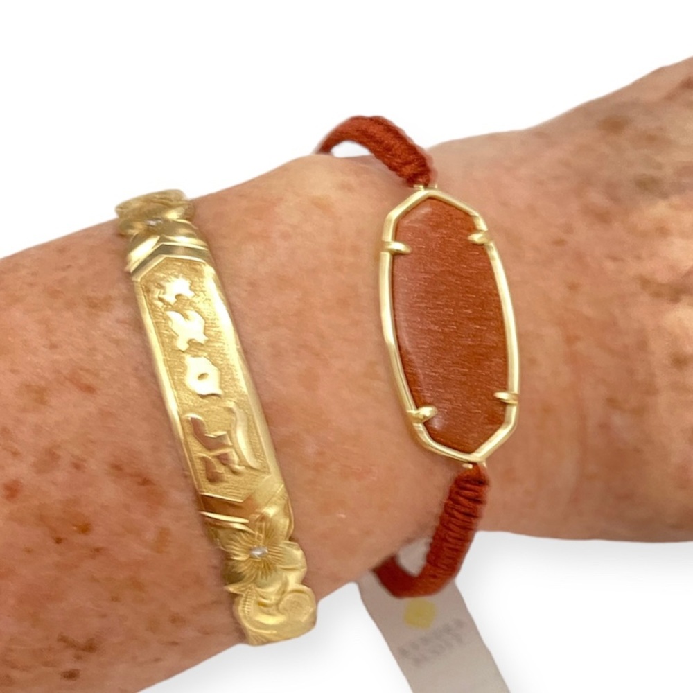 KENDRA SCOTT Elle Bracelet Friendship Macrame Band Bronze Rust GoldStone NWT